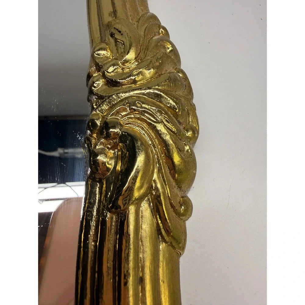 Vintage Gold Ornate Wall Mirror and Matching Console Shelf Set Hollywood Regency